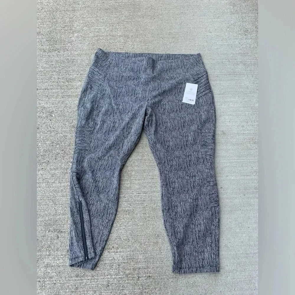NWT Athleta Delancey Gleam Moto Tights Size 3X Zip Ankle Heathered Gray